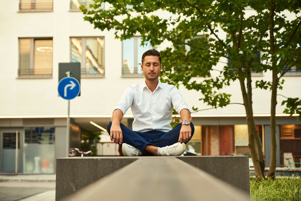 Individual meditating